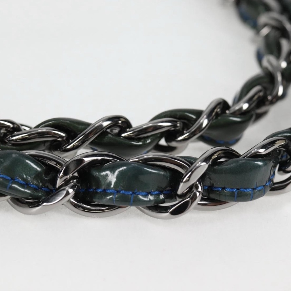 CHANEL Jumbo Double flap Matelasse Chain Bag Patent Leather 2way Blue Silver - Picture 6 of 16
